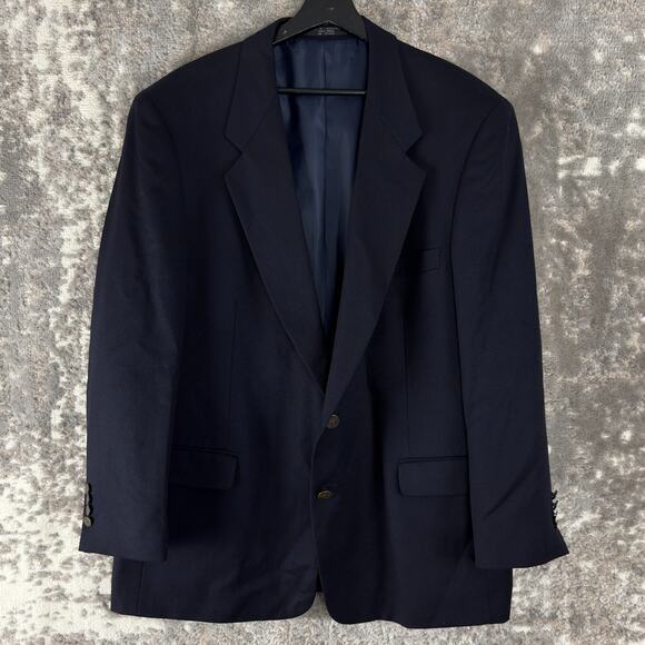 Jones New York Size 46 Wool Career Notched Blazer Jacket Navy Long Sleeve V Neck - Picture 1 of 10